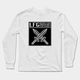 LFG Looking For Group Fighter Class Dual Swords Dungeon Tabletop RPG TTRPG Long Sleeve T-Shirt